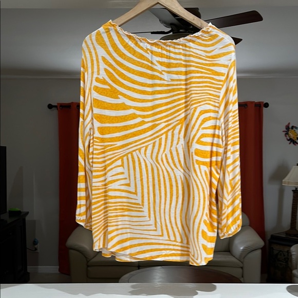 Chico’s Striped Orange and White Women's Top Chico’s Size 2 = US Size L - Picture 2 of 4